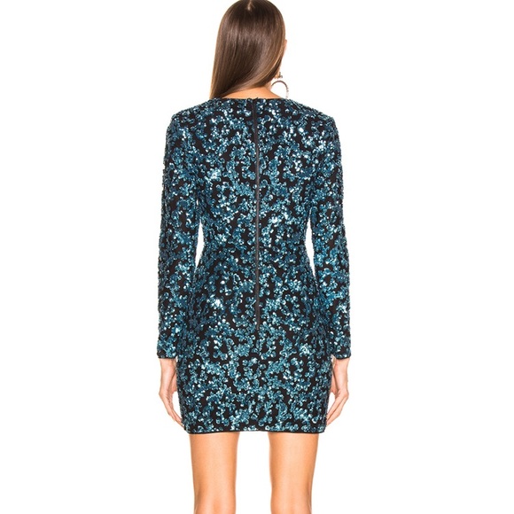 Self Portrait Blue Sequin Frill Dress in 8 - Picture 4 of 8